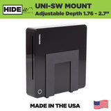 HIDEit Uni-SW | Adjustable Small + Wide Electronic + Cable Box Mount - detail view | Silarius