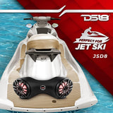 Dual 8' Marine Flat Mount Sound Bar Enclosure with LED RGB Lights 250 Watts Rms (NXL-8BK Included) - side view | Silarius