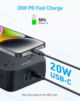 Anker 341 USB Power Strip - detail view | Silarius