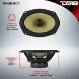 DXQ 6x9" 2-Way Coaxial Speaker with Yellow Straw and Composite Foam Cone | 150W RMS 4-Ohm - detail view | Silarius