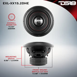 EXL XX 15' High Excursion Subwoofer 2000 Watts Rms DVC 2-Ohm - detail view | Silarius