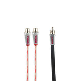 Level 3 RCA 100% Copper OFC Y Connector 2 FEMALE to 1 MALE - BLACK - RED - detail view | Silarius
