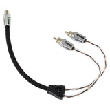 Level 3 RCA 100% Copper OFC Y Connector 1 FEMALE to 2 MALE - BLACK - RED - detail view | Silarius