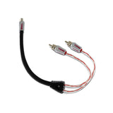 Level 3 RCA 100% Copper OFC Y Connector 1 FEMALE to 2 MALE - BLACK - RED - front view | Silarius