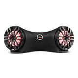 Dual 8' Marine Flat Mount Sound Bar Enclosure with LED RGB Lights 250 Watts Rms (NXL-8BK Included) - front view | Silarius