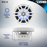 NXL 6.5' 2-Way Coaxial Marine Speaker with LED RGB Lights | 100W RMS 4-Ohm - detail view | Silarius