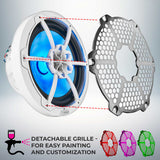 NXL 8' 2-Way Coaxial Marine Speaker With LED RGB Lights 125 Watts Rms 4-Ohm - side view | Silarius