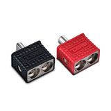 Dual 1/0-GA to 1/0-GA Amp Input Reducers with Offset Stub and Silicone Cover - BLACK/RED - front view | Silarius