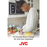 JVC HA-A8TW In-Ear True Wireless Bluetooth Earbuds with Charging Case (White) - detail view | Silarius