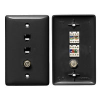 Hubbell NS790BK 1-Gang CAT5E Wall Plate with 6P4C Female Connector, Black