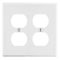 Hubbell P82W 2-Gang Duplex Outlet Wall Plate, White