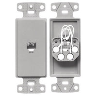 Hubbell NS770GY Plate Frame with Jack, 6-Position 4- Conductor, Screw Terminal, Gray