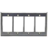 Hubbell IMSS4 INFINe 4-Gang Station Modular Plate Frame, 12-Unit, Stainless Steel
