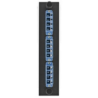 Hubbell FSPNLCQS3B 12-Fiber Optic Panel Adapter, 3-LC Quad, Zircon Sleeves, Blue