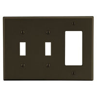 Hubbell P226 3-Gang Wall Plate for 2 Toggle Switches and 1 Decorator-Style Device