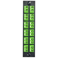 Hubbell FSPNLCDS12GN Fiber Optic Patch Panel, Supports 24 Ports and 12 LC Duplex Connections, Green Adapters