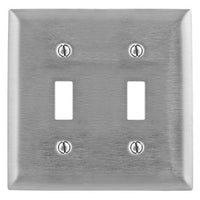Hubbell SS2L Wallplate 2-Gang Switch, 430 Stainless Steel