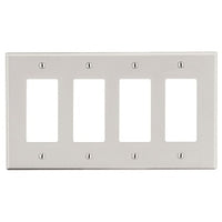 Hubbell PJ264LA Medium Size 4-Gang Decora Wallplate in Light Almond