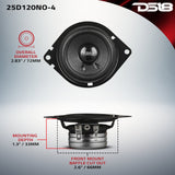 2.5" OEM Dashboard Loudspeaker with Neodymium Magnet | 60W RMS 4-Ohm