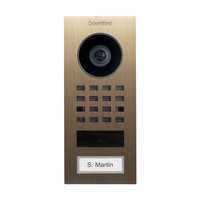 DoorBird 423873346 D1101V Surface-Mount IP Video Intercom, Real Burnished Brass, WiFi/LAN, 1080p Camera