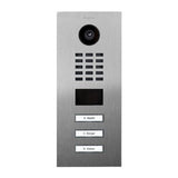 DoorBird 429614875 D2103V IP Video Intercom, 3-Call Buttons, Flush-Mount, Stainless Steel V2A