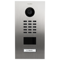 DoorBird 429680337 D2201V Surface-Mount IP Video Intercom with 1-Call Button, Stainless Steel, Powder-Coated Semi-Gloss, Vermilion (RAL 2002)