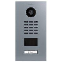 DoorBird 429680771 D2201V Surface-Mount IP Video Intercom with 1-Call Button, stainless steel, powder-coated, semi-glos, Signal Grey (RAL 7004)