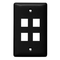 Hubbell NSP14BK 1-Gang 4-Port Wall Plate, Black