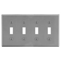Hubbell PJ4GY 4-Gang Wall Plate, Gray
