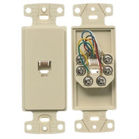 Hubbell NS771I 1-Gang Plate Frame with Jack, 6- Position 6-Conductor, Screw Terminal, Electric Ivory