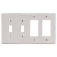 Hubbell P2262LA 4-Gang Wall Plate for 2 Toggle Switches and 2 Decorator Openings