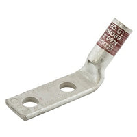 Hubbell HGBL04D45 Double Hole Compression Lug, 1/4" ID Spaced 5/8", 45-Degree, 4 AWG, 25-Pack