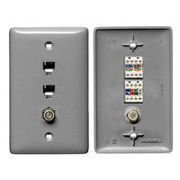 Hubbell NS790GY Wall Plate, 1-Gang with 6P4C CAT5E F-Connector, Gray