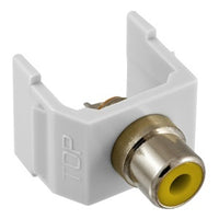 Hubbell SFRCYW RCA Connector with Solder Termination, Yellow Insulator, White Housing