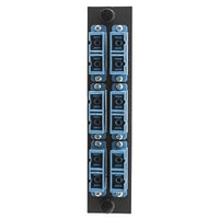 Hubbell FSPSCDM6B Fiber Optic Patch Panel, Supports 12 Ports and 6 SC Duplex Connections, Push-Buzz Black Finish