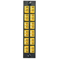 Hubbell FSPNLCDS12Y 24-Fiber Optic Panel Adapter, 12-LC Duplex, Zircon Sleeves, Yellow