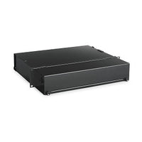 Hubbell FTR2U6SP Fiber Optic Rack Mount Tray, 2RU with Cover, 6 FSP Panel Openings, Unloaded, Black