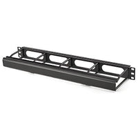 Hubbell HM17C M-Series Horizontal Cable Management with Cover, 1-Unit, 7" Extension, Black