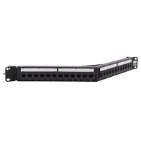 Hubbell HPJ6A24A NEXTSPEED Ascent Category 6A Jack Panel Kit with Cobra-Lock Termination 24-Port Angled Black