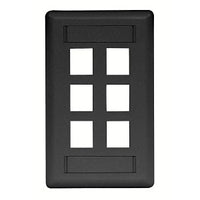 Hubbell IFP16BK Wallplate Flush 1-Gang 6-Port Wall Plate, Black