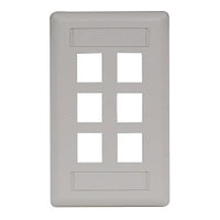 Hubbell IFP16OW Wallplate Flush 1-Gang 6-Port Keystone Wallplate, Office White