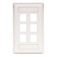 Hubbell IFP16W Wallplate Flush 1-Gang 6-Port Wallplate, White