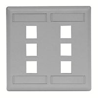 Hubbell IFP26GY Wallplate Flush 2-Gang 6-Port Wallplate in Gray