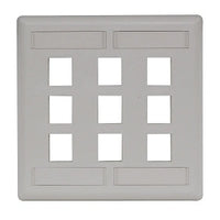 Hubbell IFP29OW Wallplate Flush 2-Gang 9-Port Keystone Plate for Wall Installation