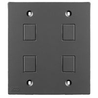 Hubbell KP2216BK KP Series Faceplate, 2-Gang Quad Jack, Black