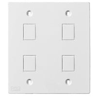 Hubbell KP2216W KP Series Faceplate, 2-Gang Quad Jack, White
