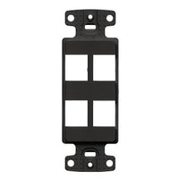 Hubbell NS614BK Decorator Frame Plate, Keystone Frame, 4-Port, Black