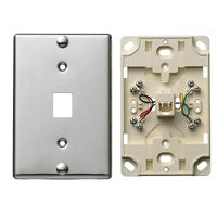 Hubbell NS726SS Wallplate Phone , 6 Position, 4 Connector, Screw Terminal, Stainless Steel