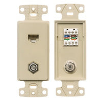Hubbell NS785I Wall Phone Plate, 6-Position 6- Conductor, Screw Terminals, Electric Ivory