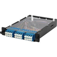 Hubbell OCSPLCQ24SMYL Fiber Splice Cassette, 24-Fibers, LC Quad Adapters, Zirconia Ceramic, Singlemode